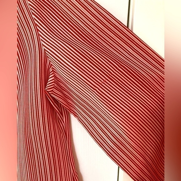 MISTER LEONARD VINTAGE RED AND WHITE STRIPED BLOUSE - Size 16 - Picture 2 of 4